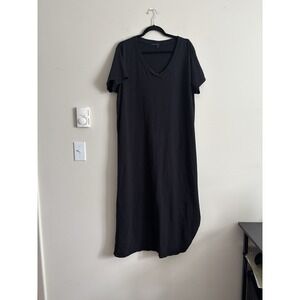 Fresh Produce Midi Dress Plus Size 1X Beach Coastal Cotton Neutral Black